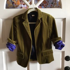 Jcrew olive green velvet blazer - Size 4